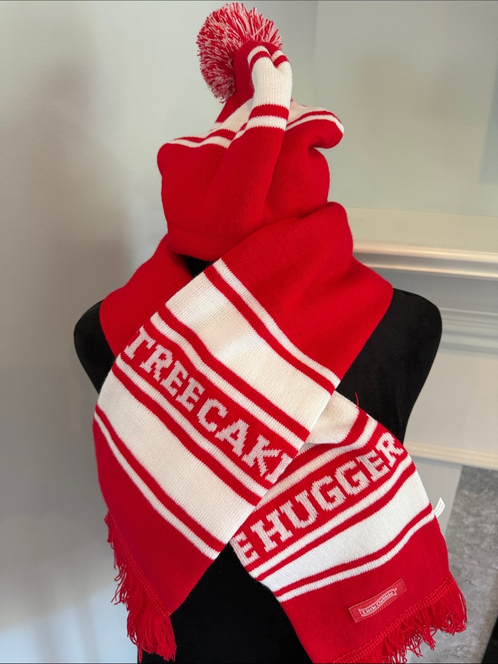 Little Debbie Christmas Tree Red & White Pom Beanie Scarf Set